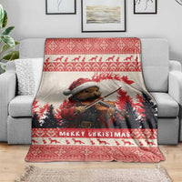 Croatia Christmas Blanket Pine Marten Playing Violin - Red Color