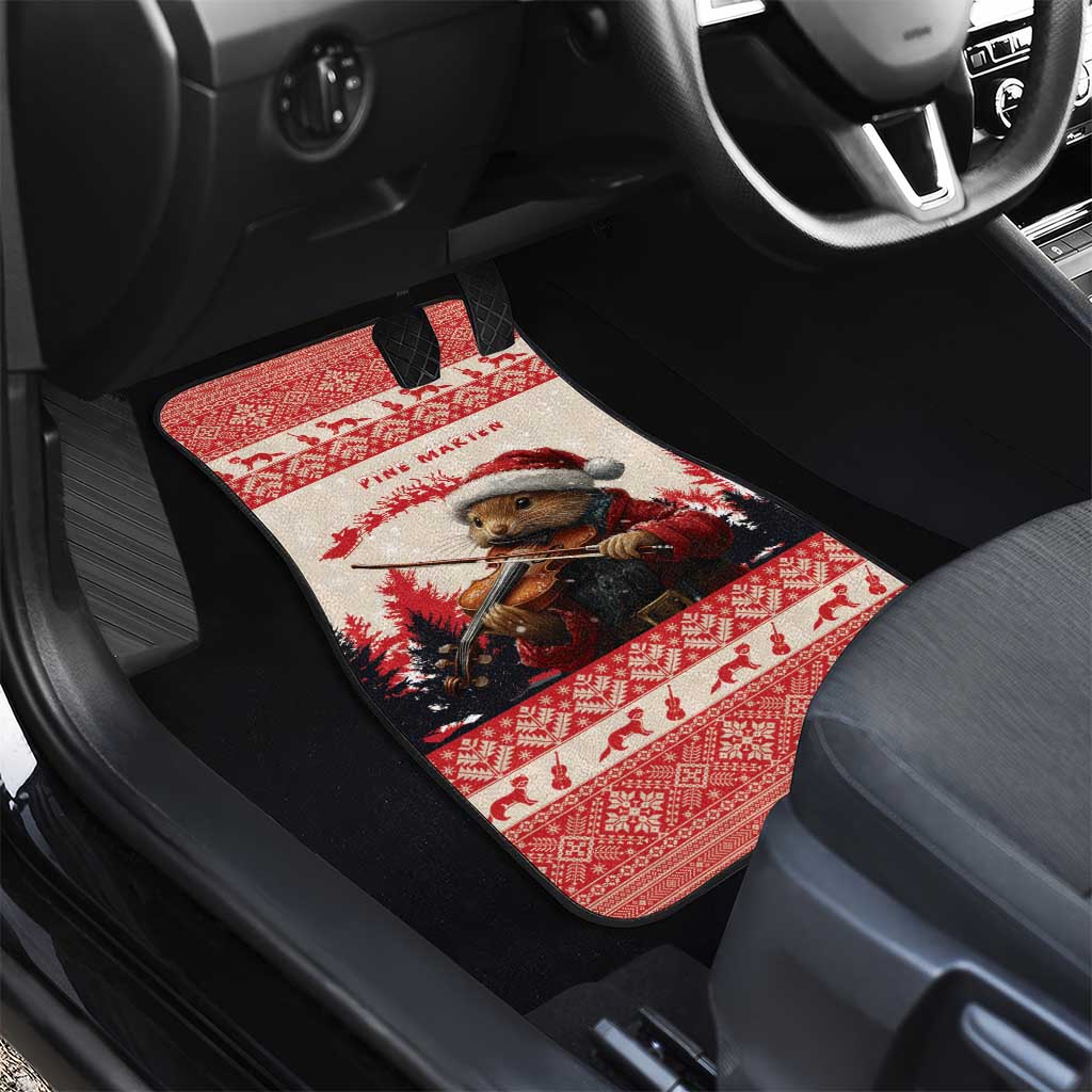 Croatia Christmas Car Mats Pine Marten Playing Violin - Red Color - Wonder Print Shop