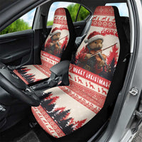 Croatia Christmas Car Seat Cover Pine Marten Playing Violin - Red Color - Wonder Print Shop
