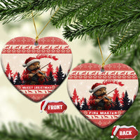 Croatia Christmas Ceramic Ornament Pine Marten Playing Violin - Red Color - Wonder Print Shop