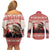 Croatia Christmas Couples Matching Off Shoulder Short Dress and Long Sleeve Button Shirt Pine Marten Playing Violin - Red Color - Wonder Print Shop