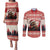 Croatia Christmas Couples Matching Puletasi and Long Sleeve Button Shirt Pine Marten Playing Violin - Red Color - Wonder Print Shop