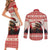 Croatia Christmas Couples Matching Short Sleeve Bodycon Dress and Long Sleeve Button Shirt Pine Marten Playing Violin - Red Color - Wonder Print Shop