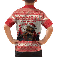 Croatia Christmas Family Matching Off The Shoulder Long Sleeve Dress and Hawaiian Shirt Pine Marten Playing Violin - Red Color - Wonder Print Shop