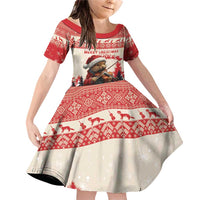 Croatia Christmas Family Matching Off Shoulder Short Dress and Hawaiian Shirt Pine Marten Playing Violin - Red Color - Wonder Print Shop