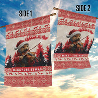 Croatia Christmas Garden Flag Pine Marten Playing Violin - Red Color - Wonder Print Shop