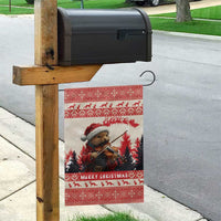 Croatia Christmas Garden Flag Pine Marten Playing Violin - Red Color - Wonder Print Shop