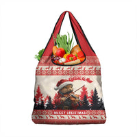Croatia Christmas Grocery Bag Pine Marten Playing Violin - Red Color