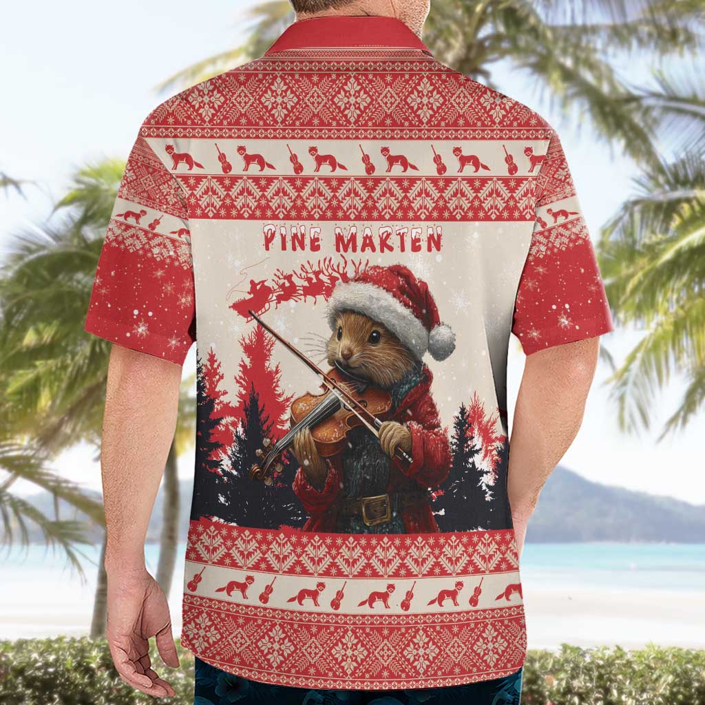 Croatia Christmas Hawaiian Shirt Pine Marten Playing Violin - Red Color - Wonder Print Shop