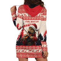 Croatia Christmas Hoodie Dress Pine Marten Playing Violin - Red Color - Wonder Print Shop