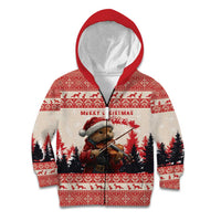 Croatia Christmas Kid Hoodie Pine Marten Playing Violin - Red Color - Wonder Print Shop