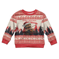 Croatia Christmas Kid Ugly Christmas Sweater Pine Marten Playing Violin - Red Color - Wonder Print Shop
