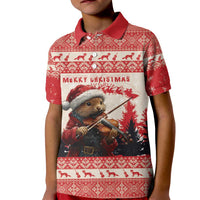 Croatia Christmas Kid Polo Shirt Pine Marten Playing Violin - Red Color - Wonder Print Shop