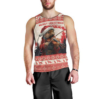 Croatia Christmas Men Tank Top Pine Marten Playing Violin - Red Color - Wonder Print Shop