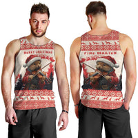Croatia Christmas Men Tank Top Pine Marten Playing Violin - Red Color - Wonder Print Shop