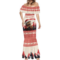 Croatia Christmas Mermaid Dress Pine Marten Playing Violin - Red Color - Wonder Print Shop