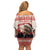 Croatia Christmas Off Shoulder Short Dress Pine Marten Playing Violin - Red Color - Wonder Print Shop