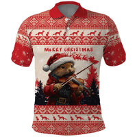 Croatia Christmas Polo Shirt Pine Marten Playing Violin - Red Color - Wonder Print Shop