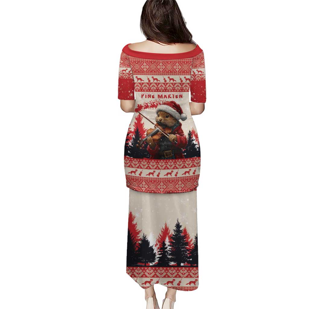 Croatia Christmas Puletasi Pine Marten Playing Violin - Red Color - Wonder Print Shop