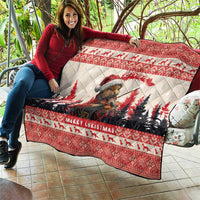 Croatia Christmas Quilt Pine Marten Playing Violin - Red Color - Wonder Print Shop