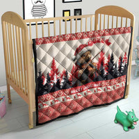 Croatia Christmas Quilt Pine Marten Playing Violin - Red Color - Wonder Print Shop