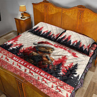 Croatia Christmas Quilt Bed Set Pine Marten Playing Violin - Red Color - Wonder Print Shop