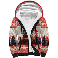 Croatia Christmas Sherpa Hoodie Pine Marten Playing Violin - Red Color - Wonder Print Shop
