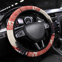 Croatia Christmas Steering Wheel Cover Pine Marten Playing Violin - Red Color - Wonder Print Shop