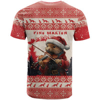 Croatia Christmas T Shirt Pine Marten Playing Violin - Red Color - Wonder Print Shop