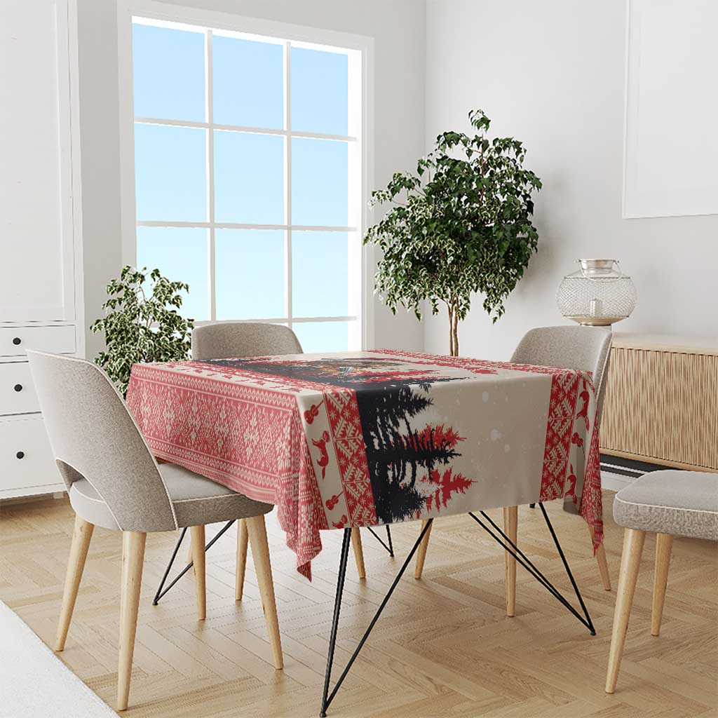 Croatia Christmas Tablecloth Pine Marten Playing Violin - Red Color - Wonder Print Shop