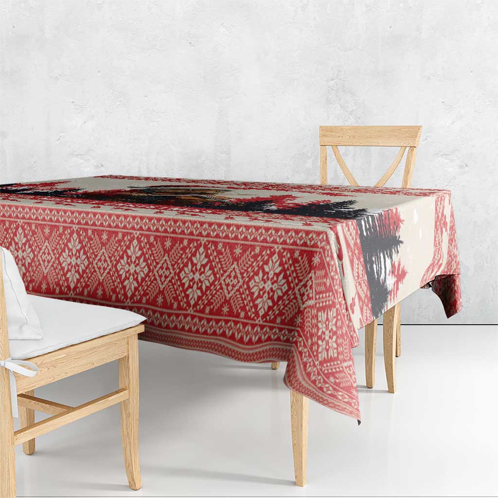 Croatia Christmas Tablecloth Pine Marten Playing Violin - Red Color - Wonder Print Shop