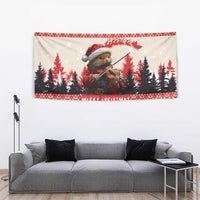 Croatia Christmas Tapestry Pine Marten Playing Violin - Red Color - Wonder Print Shop