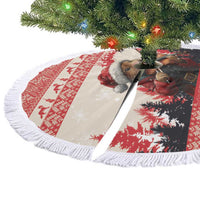 Croatia Christmas Tree Skirt Pine Marten Playing Violin - Red Color - Wonder Print Shop