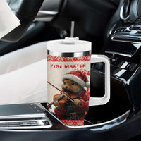 Croatia Christmas Tumbler With Handle Pine Marten Playing Violin - Red Color - Wonder Print Shop