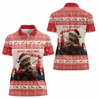 Croatia Christmas Women Polo Shirt Pine Marten Playing Violin - Red Color - Wonder Print Shop