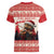 Croatia Christmas Women V-Neck T-Shirt Pine Marten Playing Violin - Red Color - Wonder Print Shop