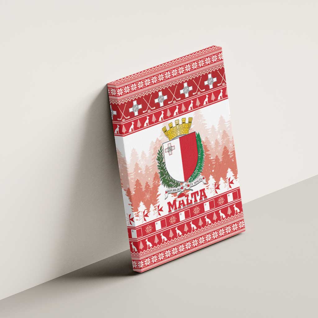 Malta Christmas Canvas Wall Art Coat Of Arms il-Milied it-Tajjeb - Wonder Print Shop