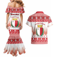 Malta Christmas Couples Matching Mermaid Dress and Hawaiian Shirt Coat Of Arms il-Milied it-Tajjeb - Wonder Print Shop