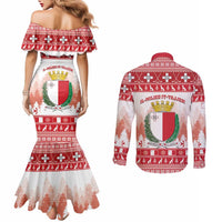 Malta Christmas Couples Matching Mermaid Dress and Long Sleeve Button Shirt Coat Of Arms il-Milied it-Tajjeb