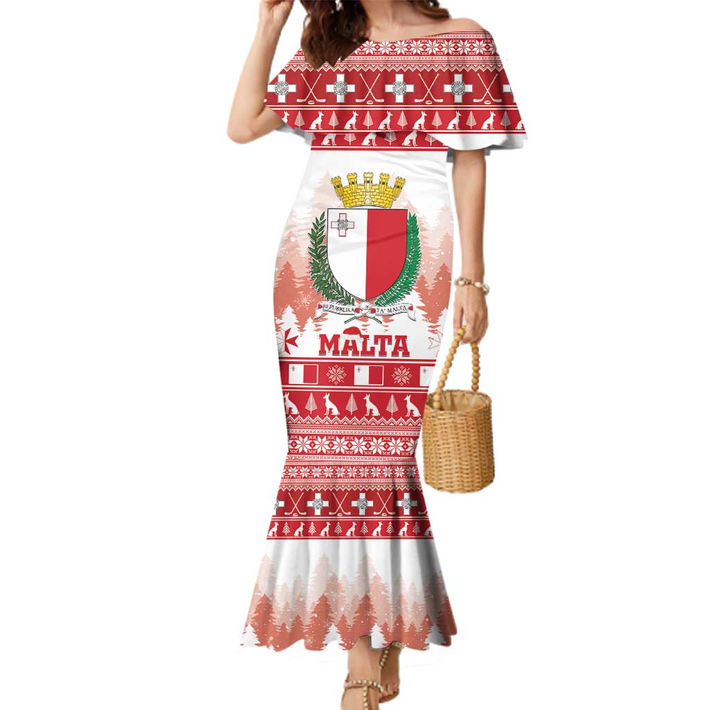 Malta Christmas Family Matching Mermaid Dress and Hawaiian Shirt Coat Of Arms il-Milied it-Tajjeb - Wonder Print Shop