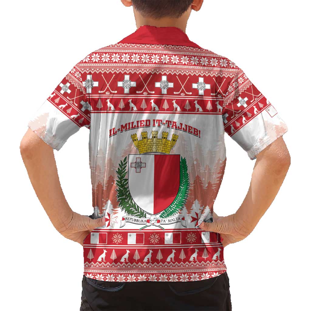 Malta Christmas Family Matching Off Shoulder Maxi Dress and Hawaiian Shirt Coat Of Arms il-Milied it-Tajjeb - Wonder Print Shop