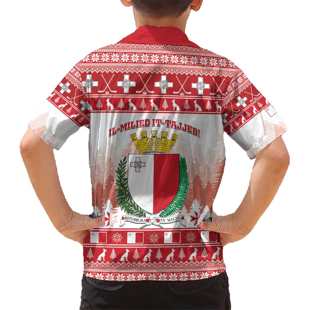 Malta Christmas Family Matching Short Sleeve Bodycon Dress and Hawaiian Shirt Coat Of Arms il-Milied it-Tajjeb - Wonder Print Shop