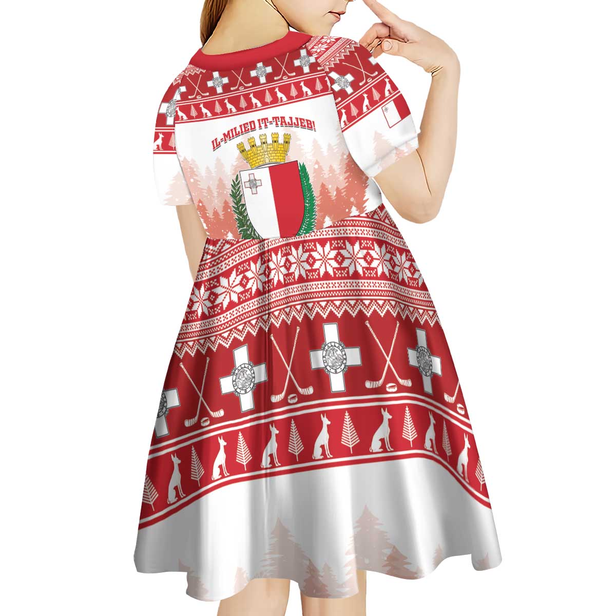 Malta Christmas Kid Short Sleeve Dress Coat Of Arms il-Milied it-Tajjeb - Wonder Print Shop