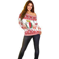 Malta Christmas Off Shoulder Sweater Coat Of Arms il-Milied it-Tajjeb - Wonder Print Shop