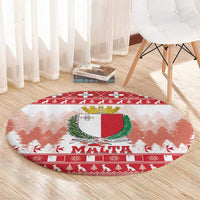 Malta Christmas Round Carpet Coat Of Arms il-Milied it-Tajjeb