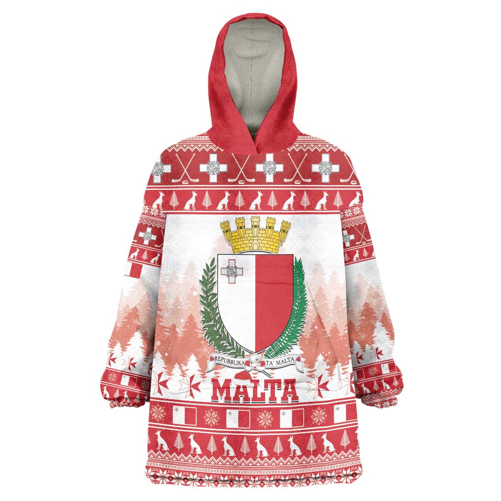 Malta Christmas Wearable Blanket Hoodie Coat Of Arms il-Milied it-Tajjeb - Wonder Print Shop