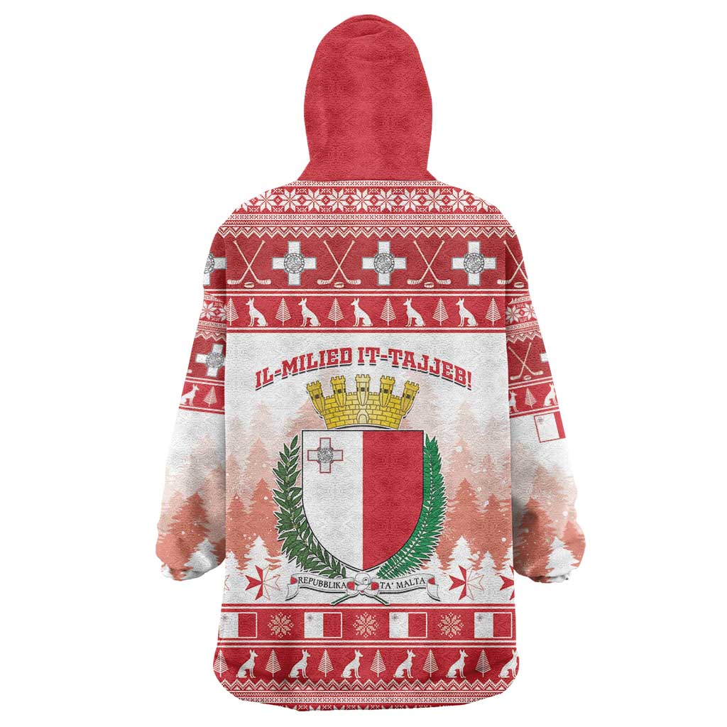 Malta Christmas Wearable Blanket Hoodie Coat Of Arms il-Milied it-Tajjeb - Wonder Print Shop