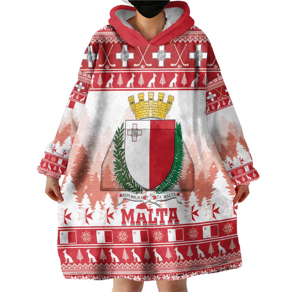 Malta Christmas Wearable Blanket Hoodie Coat Of Arms il-Milied it-Tajjeb - Wonder Print Shop