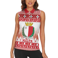 Malta Christmas Women Sleeveless Polo Shirt Coat Of Arms il-Milied it-Tajjeb - Wonder Print Shop
