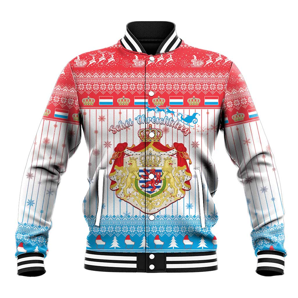 Luxembourg Christmas Baseball Jacket Coat Of Arms Schei Chreschtdeeg - Wonder Print Shop